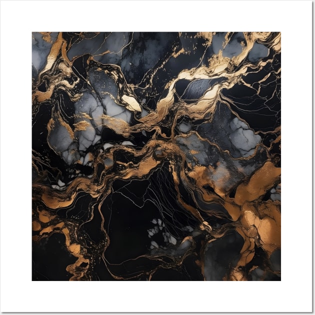 Portoro Black and Gold Marble design pattern Wall Art by Pattern Wonderland 